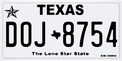 TX license plate DOJ8754