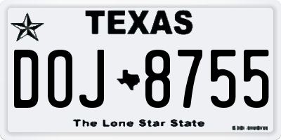 TX license plate DOJ8755
