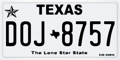 TX license plate DOJ8757
