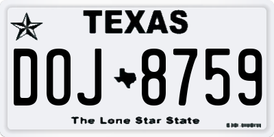 TX license plate DOJ8759