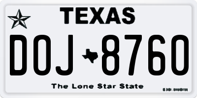 TX license plate DOJ8760