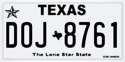 TX license plate DOJ8761