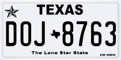 TX license plate DOJ8763