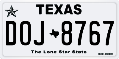 TX license plate DOJ8767