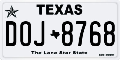 TX license plate DOJ8768