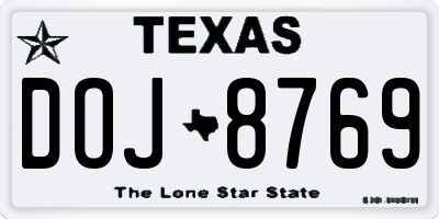TX license plate DOJ8769
