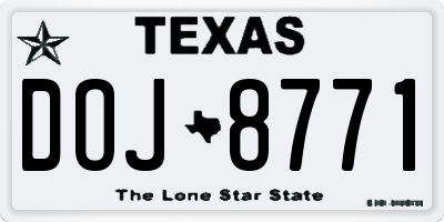 TX license plate DOJ8771
