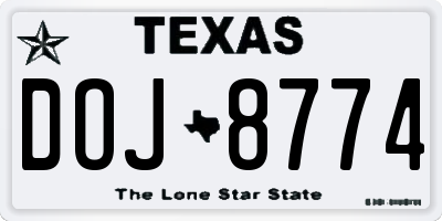 TX license plate DOJ8774