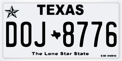 TX license plate DOJ8776