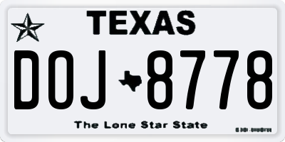 TX license plate DOJ8778