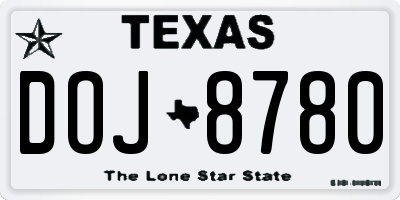 TX license plate DOJ8780