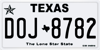 TX license plate DOJ8782