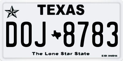 TX license plate DOJ8783