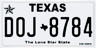 TX license plate DOJ8784