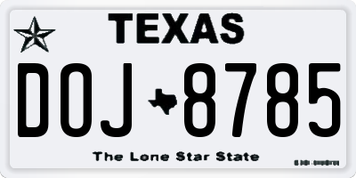 TX license plate DOJ8785