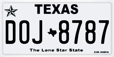 TX license plate DOJ8787