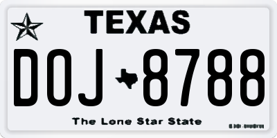 TX license plate DOJ8788