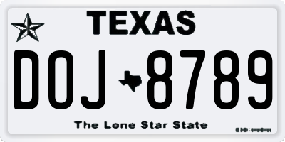 TX license plate DOJ8789