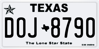 TX license plate DOJ8790