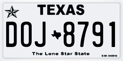 TX license plate DOJ8791