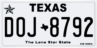 TX license plate DOJ8792