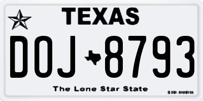 TX license plate DOJ8793