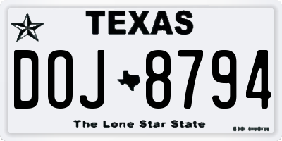 TX license plate DOJ8794