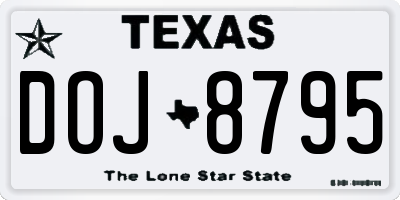 TX license plate DOJ8795