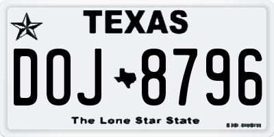 TX license plate DOJ8796