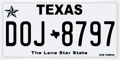 TX license plate DOJ8797