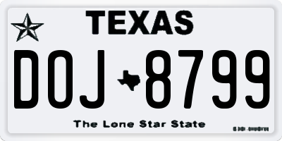 TX license plate DOJ8799
