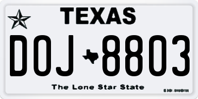 TX license plate DOJ8803