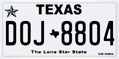 TX license plate DOJ8804