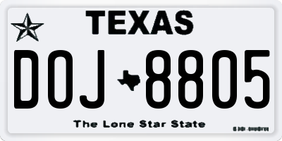 TX license plate DOJ8805