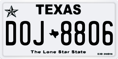 TX license plate DOJ8806