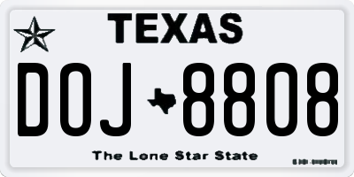 TX license plate DOJ8808