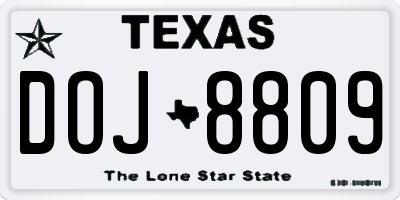 TX license plate DOJ8809