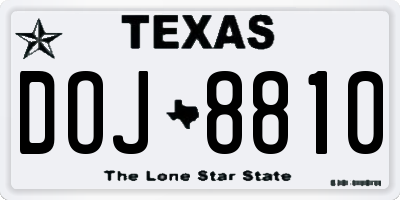TX license plate DOJ8810
