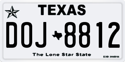TX license plate DOJ8812