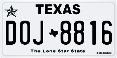 TX license plate DOJ8816