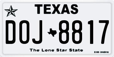 TX license plate DOJ8817