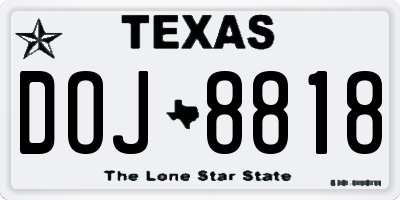 TX license plate DOJ8818