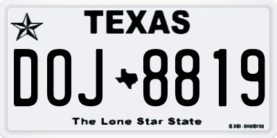 TX license plate DOJ8819