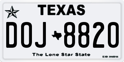 TX license plate DOJ8820