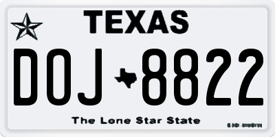TX license plate DOJ8822