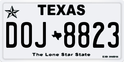 TX license plate DOJ8823