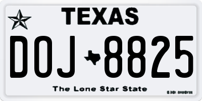 TX license plate DOJ8825