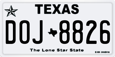 TX license plate DOJ8826