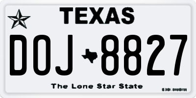 TX license plate DOJ8827