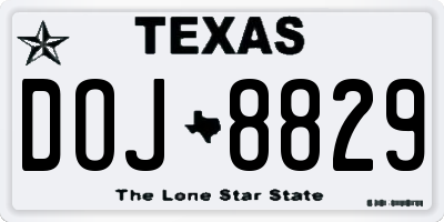 TX license plate DOJ8829